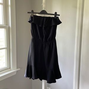 Amanda Uprichard black silk strapless cocktail dress with ruffles - size small